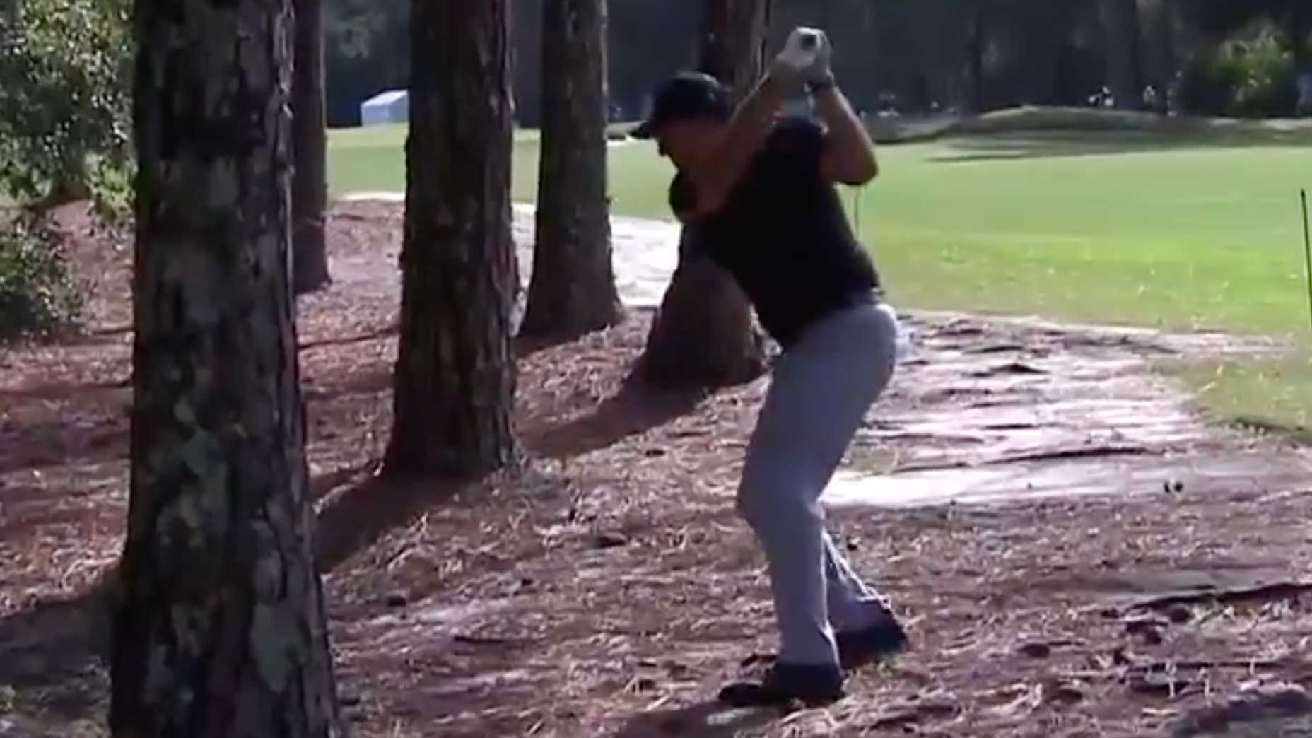 ‘That was nuts’: Phil Mickelson ‘boomerangs’ driver around trees, takes lead