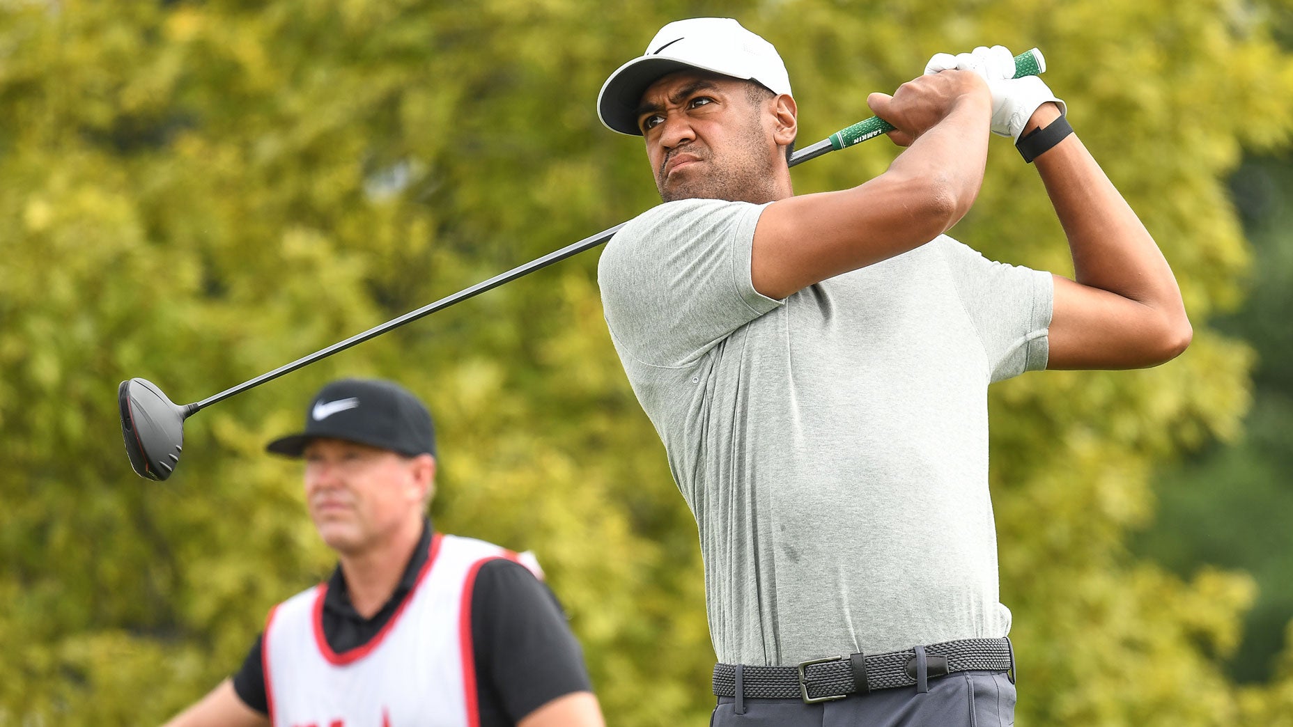 Tony Finau in finish position