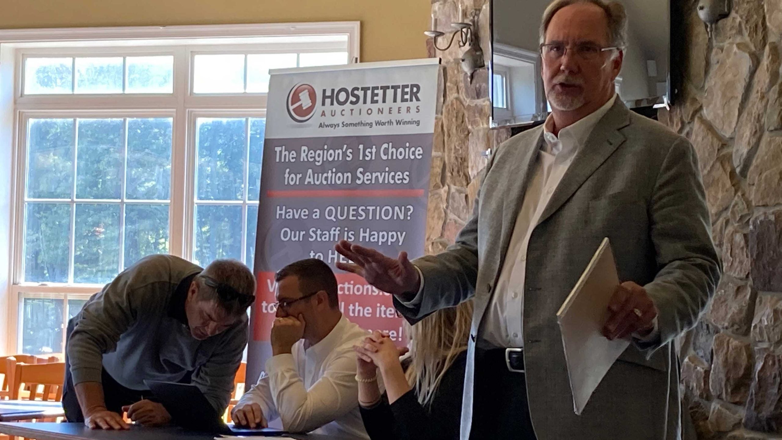 sherman hostetter auctioning off patriots glen