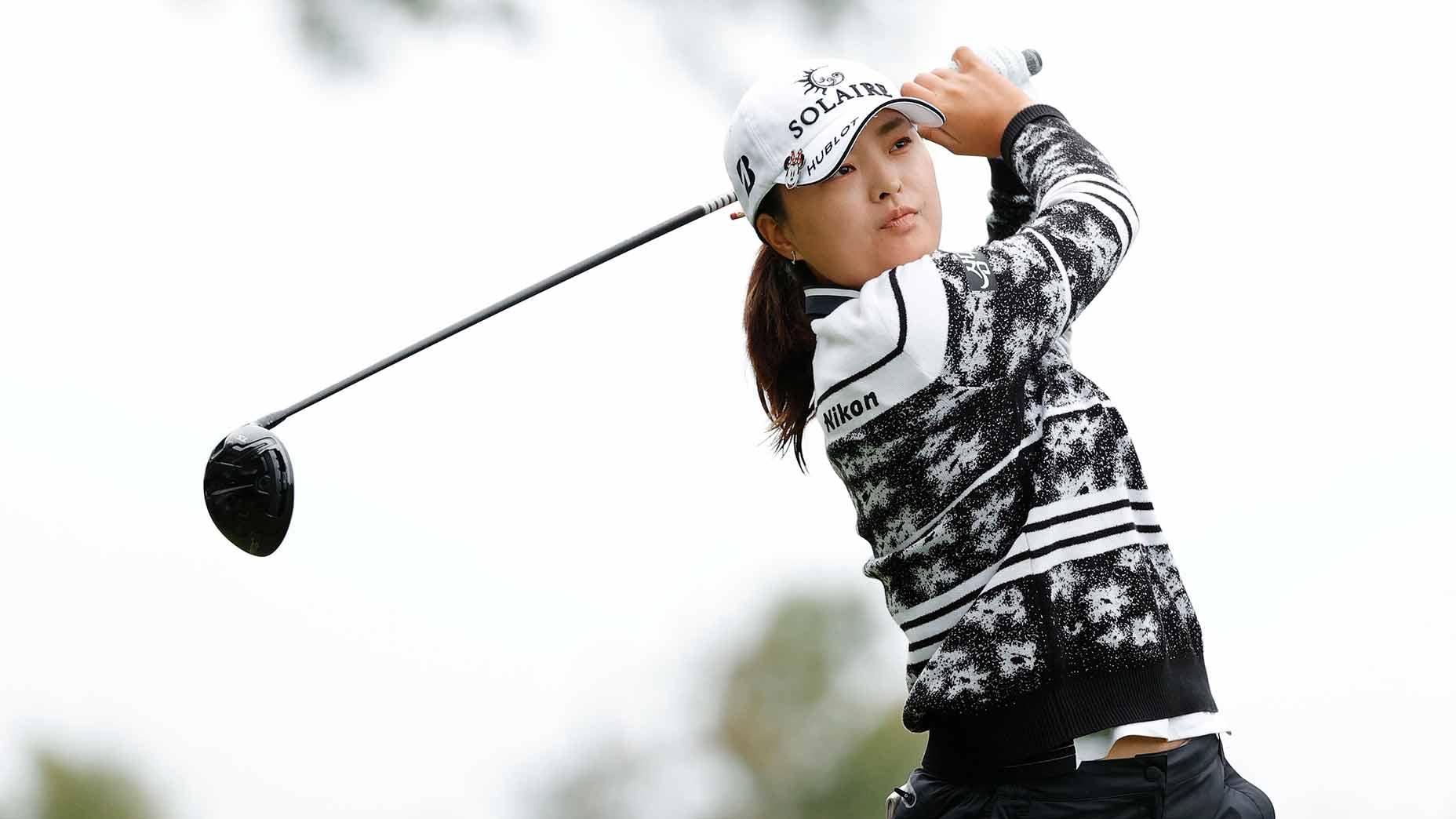 Jin Young Ko hits a tee shot on the 2nd hole during the final round of the Cognizant Founders Cup