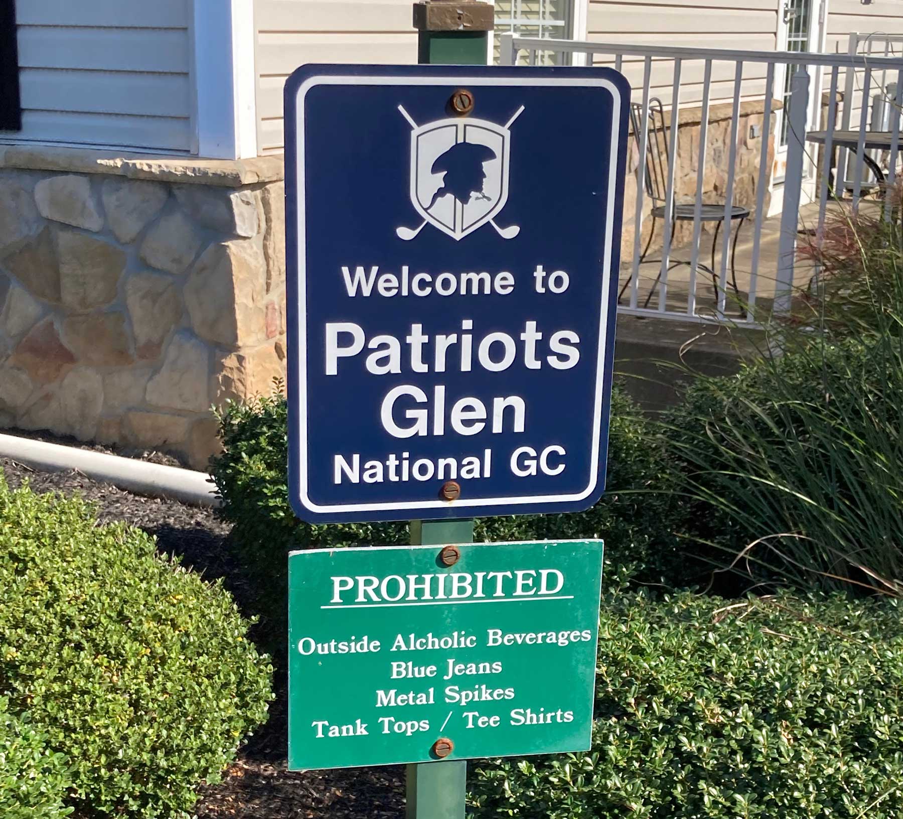patriots glen golf course sign