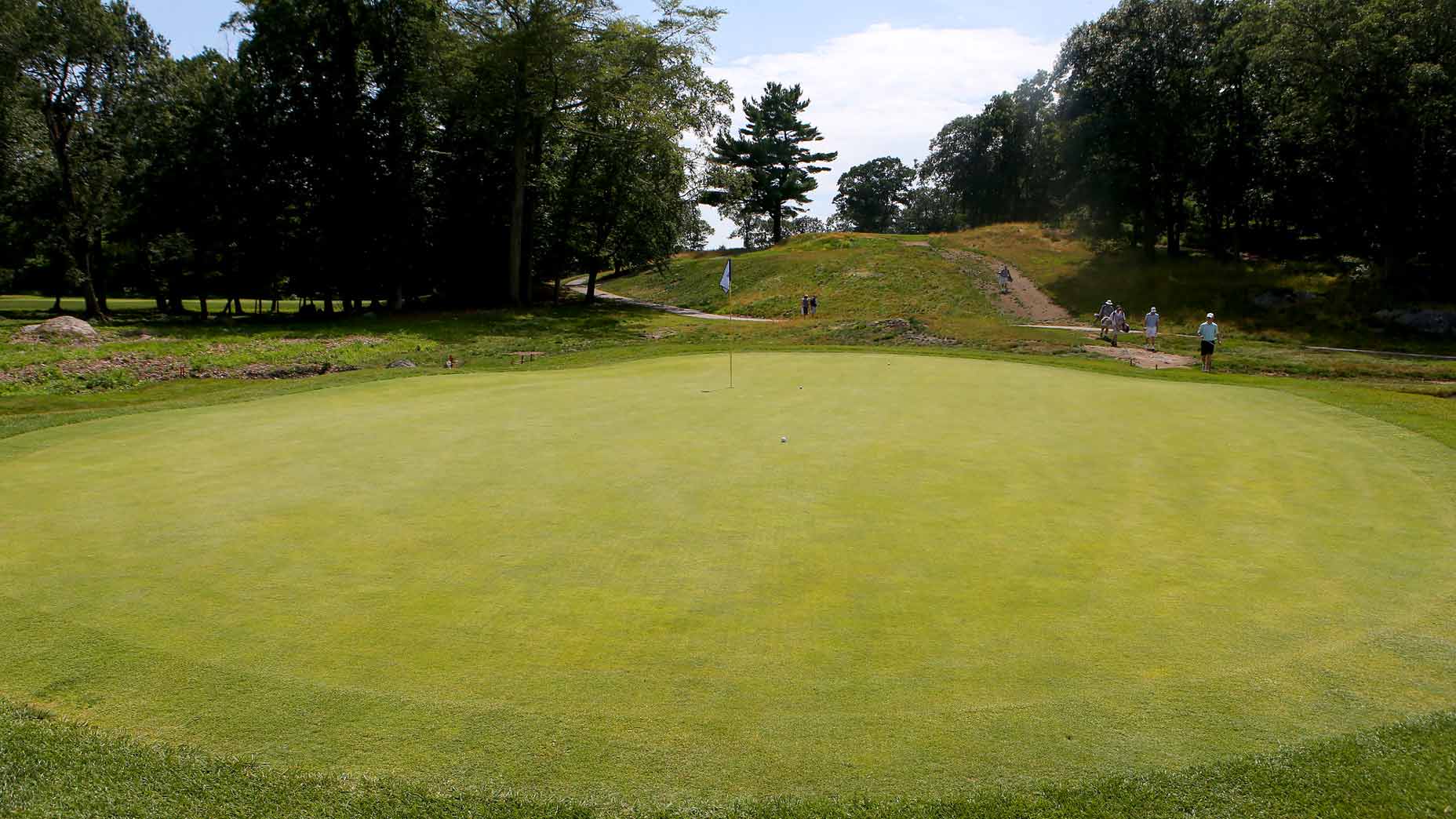 The 12th green at The Country Club in Brookline pictured from behind the green