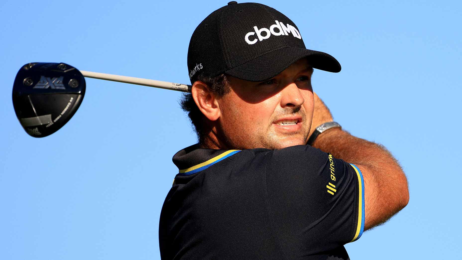 Patrick Reed watches his shot after hitting driver during the 2021 World Wide Technology Championship at Mayakoba