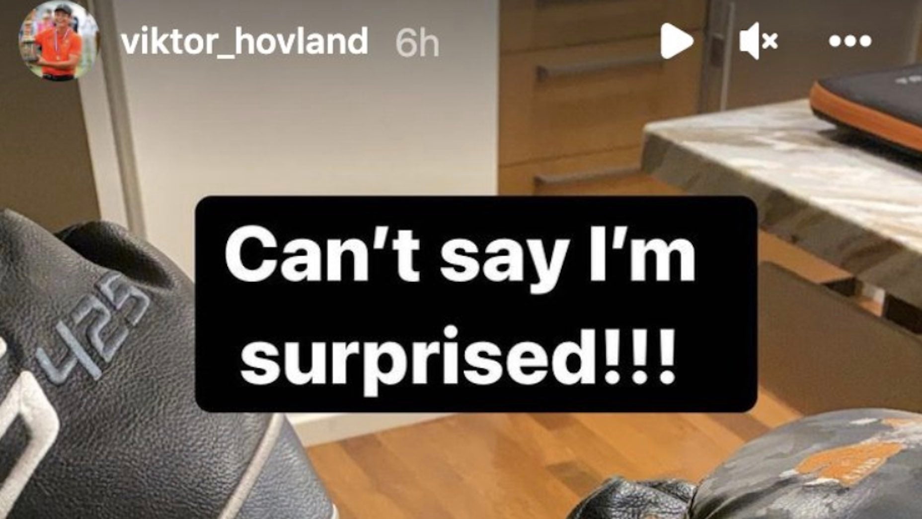 Viktor Hovland's driver didn't quite make it in one piece to Kapalua.