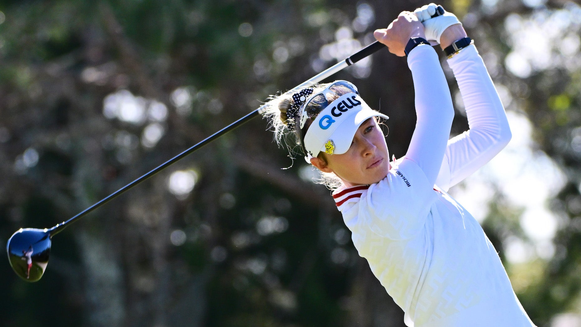 ORLANDO, FLORIDA - JANUARY 20: Nelly Korda of the United States plays her shot from the ninth tee during the first round of the 2022 Hilton Grand Vacations Tournament of Champions at Lake Nona Golf & Country Club on January 20, 2022 in Orlando, Florida. (Photo by Julio Aguilar/Getty Images)