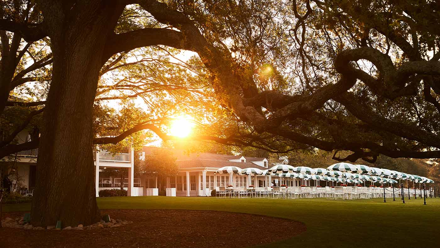 Outside the clubhouse at Augusta National.