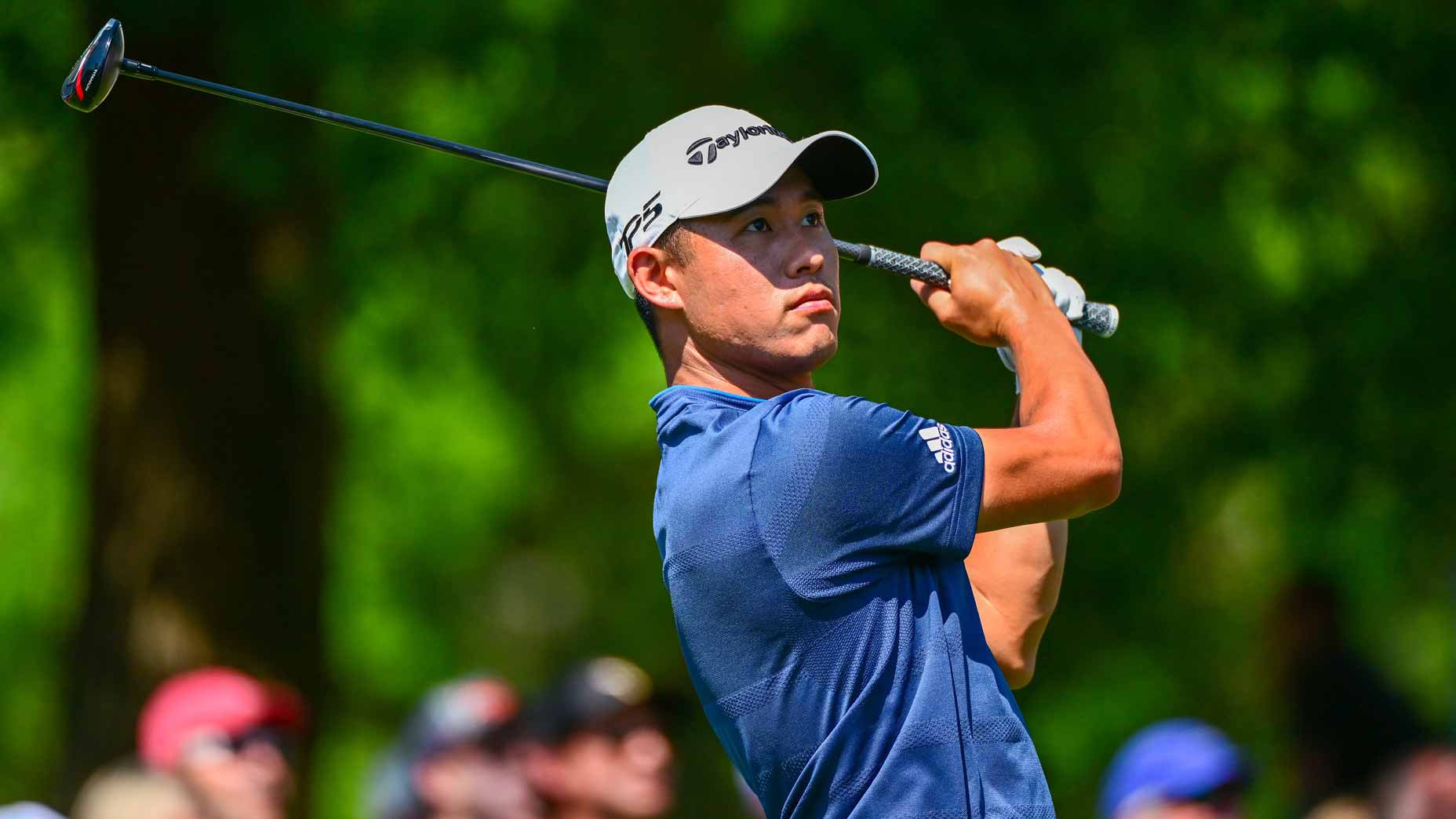 Collin Morikawa hits iron shot during 2022 Valspar Championship