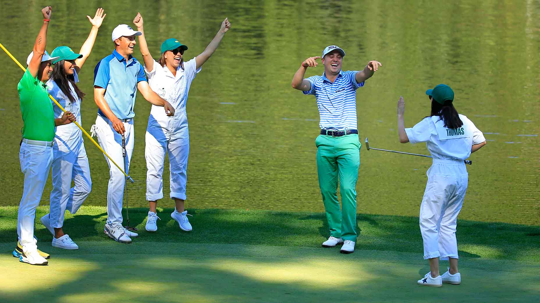 Justin Thomas, Jordan Spieth and Rickie Fowler played the Par-3 Contest together in 2019.