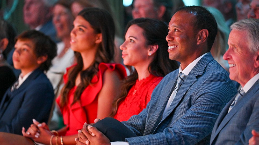 tiger woods and family at hall of fame induction