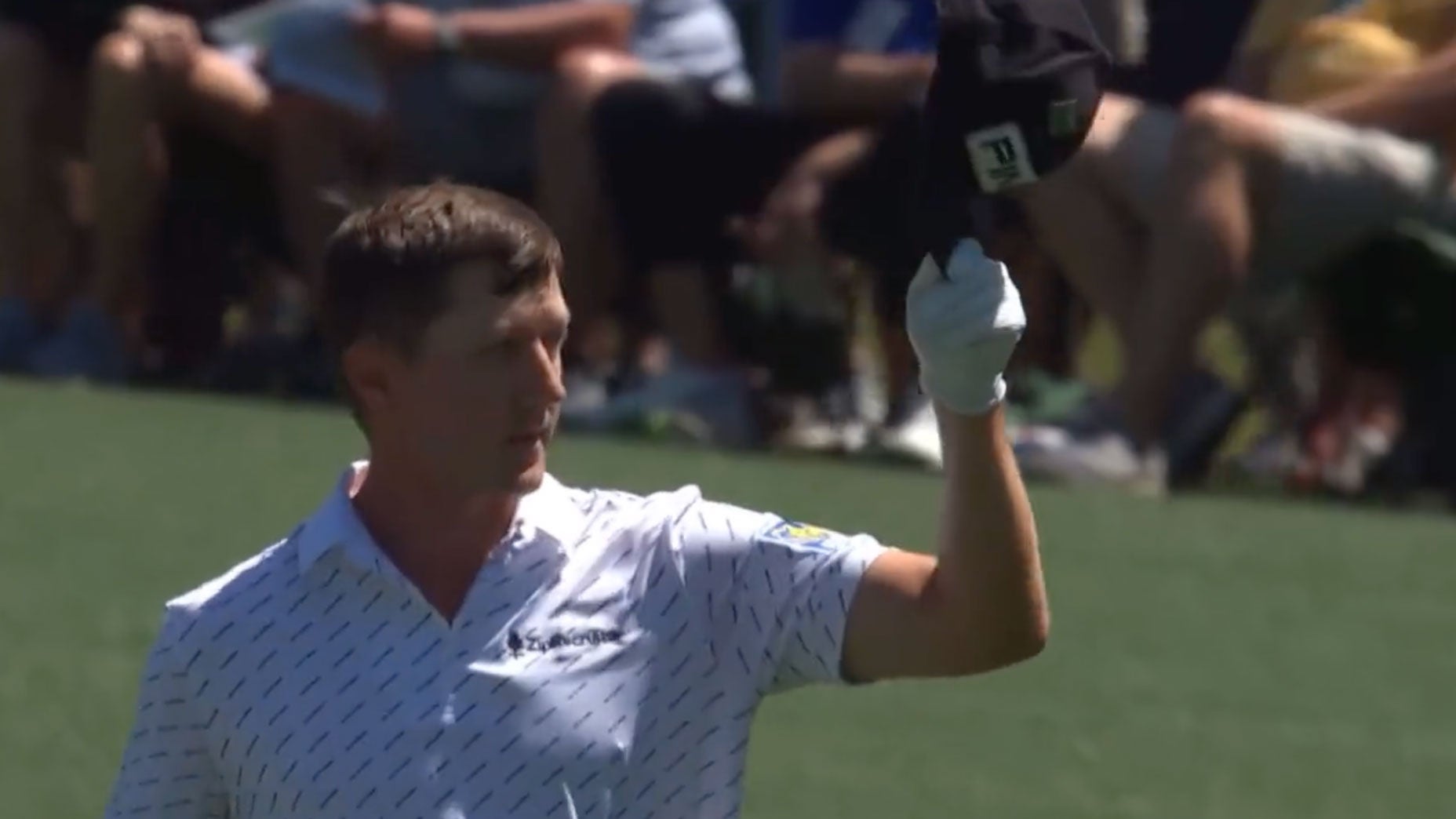 Pro cold-shanks, knocks over caddie, scares patron — and tips his cap