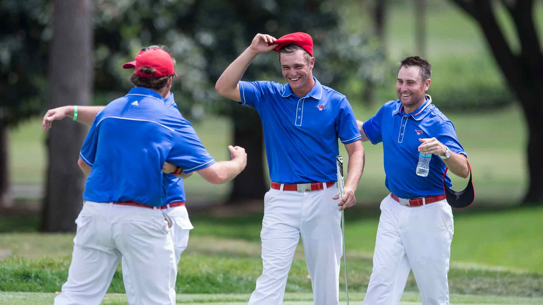Bryson DeChambeau and three other golfers after match