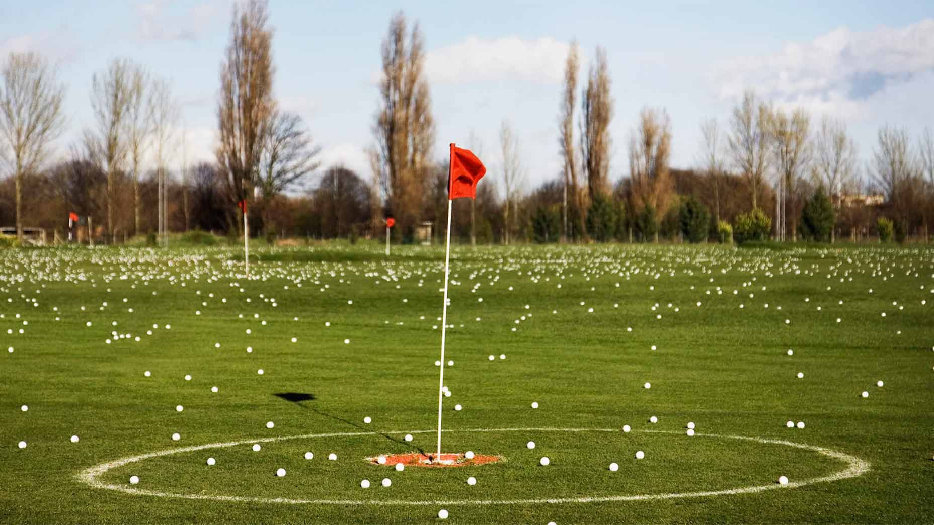 A driving range on a golf course.