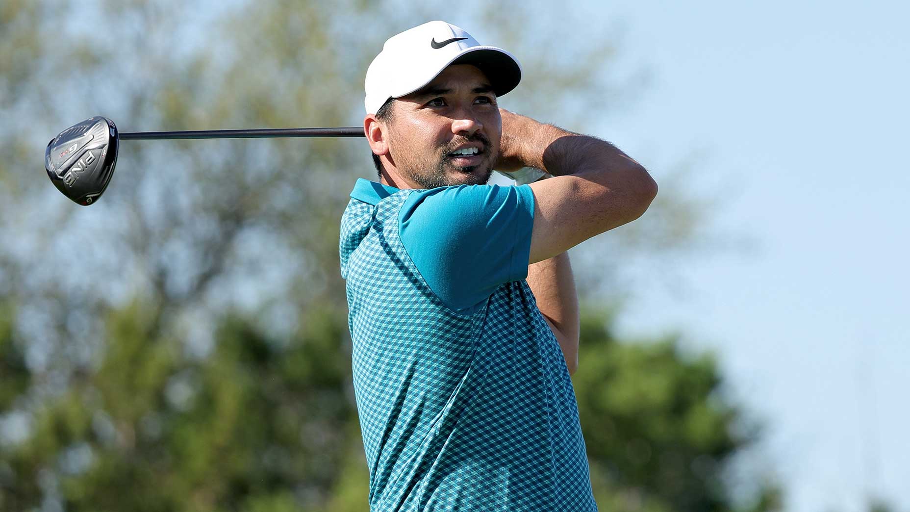 Jasy Day watches a tee shot at the 2022 Valero Texas Open.