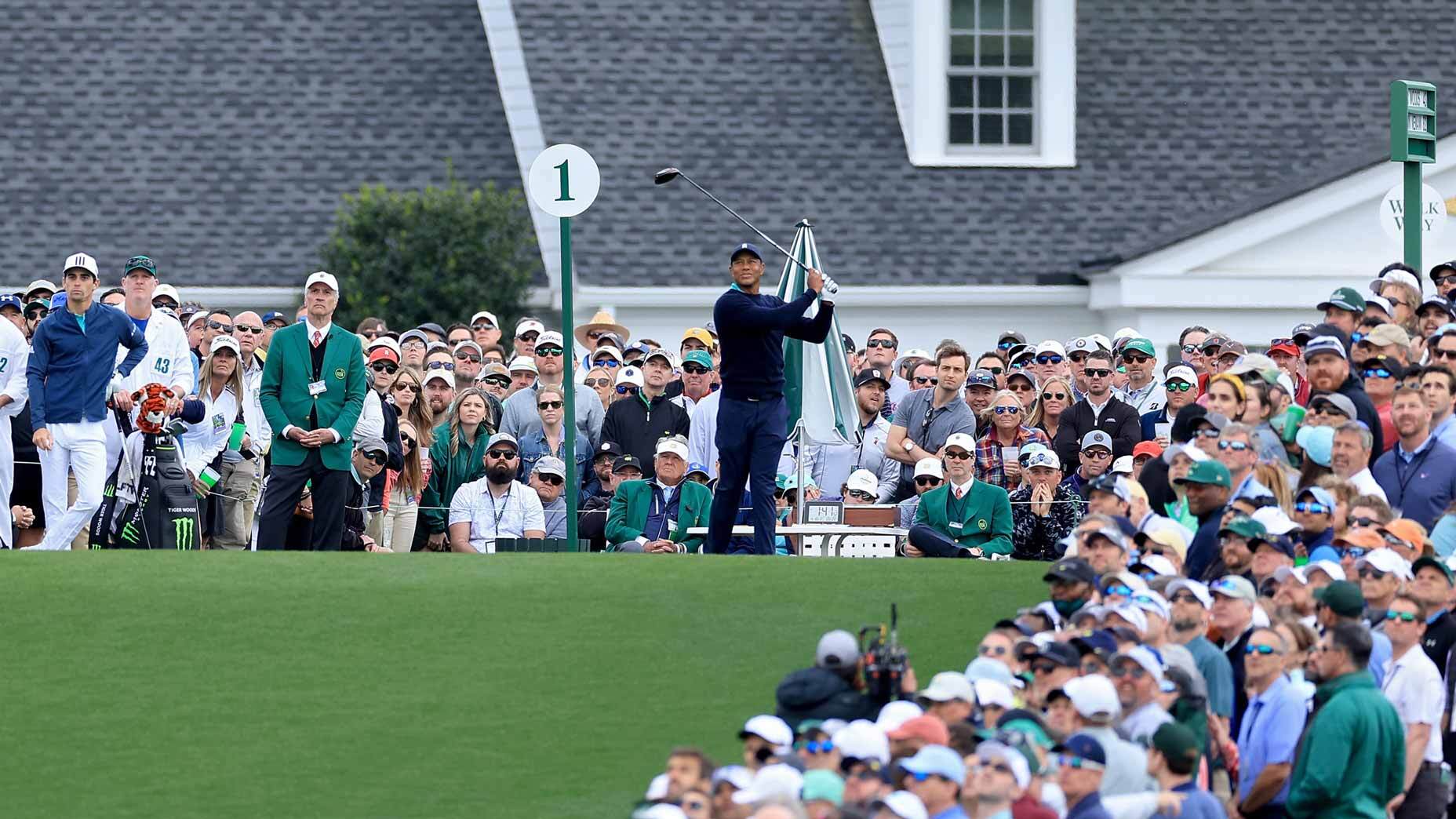 Tiger Woods fights back to shoot 74 and make cut Friday at the Masters