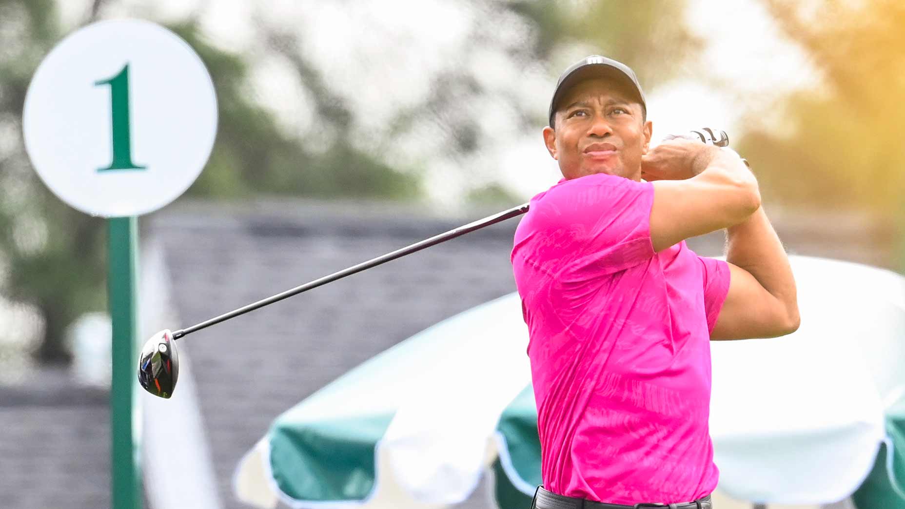 Tiger Woods hits tee shot on Thursday at 2022 Masters