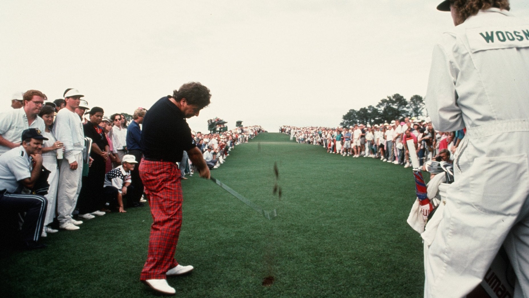 Ian Woosnam hits shot during 1991 Masters