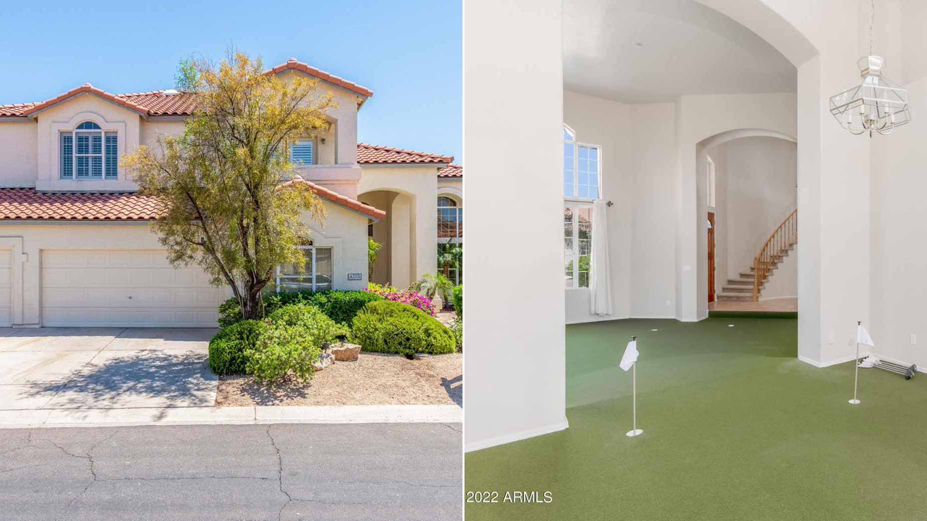 Indoor putting green inside Phoenix, Arizona house