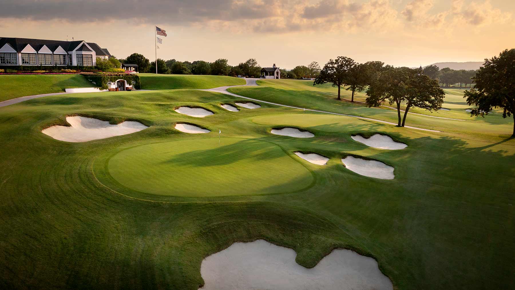 A view of the 9th and 18th holes at Southern Hills Country Club