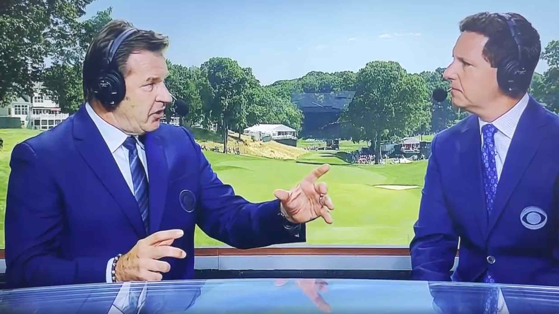 Nick Faldo broadcast booth