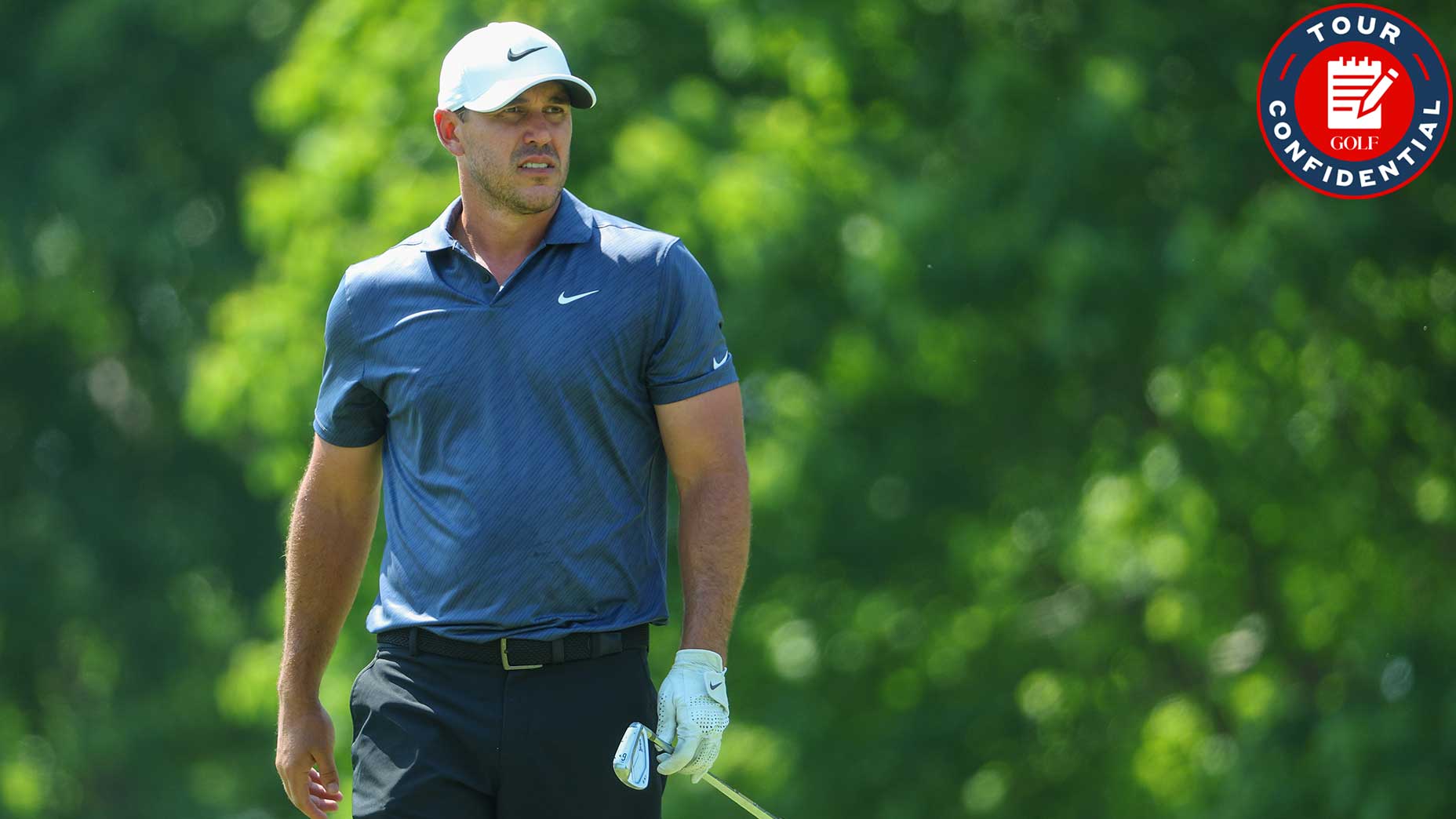 Brooks Koepka looks on