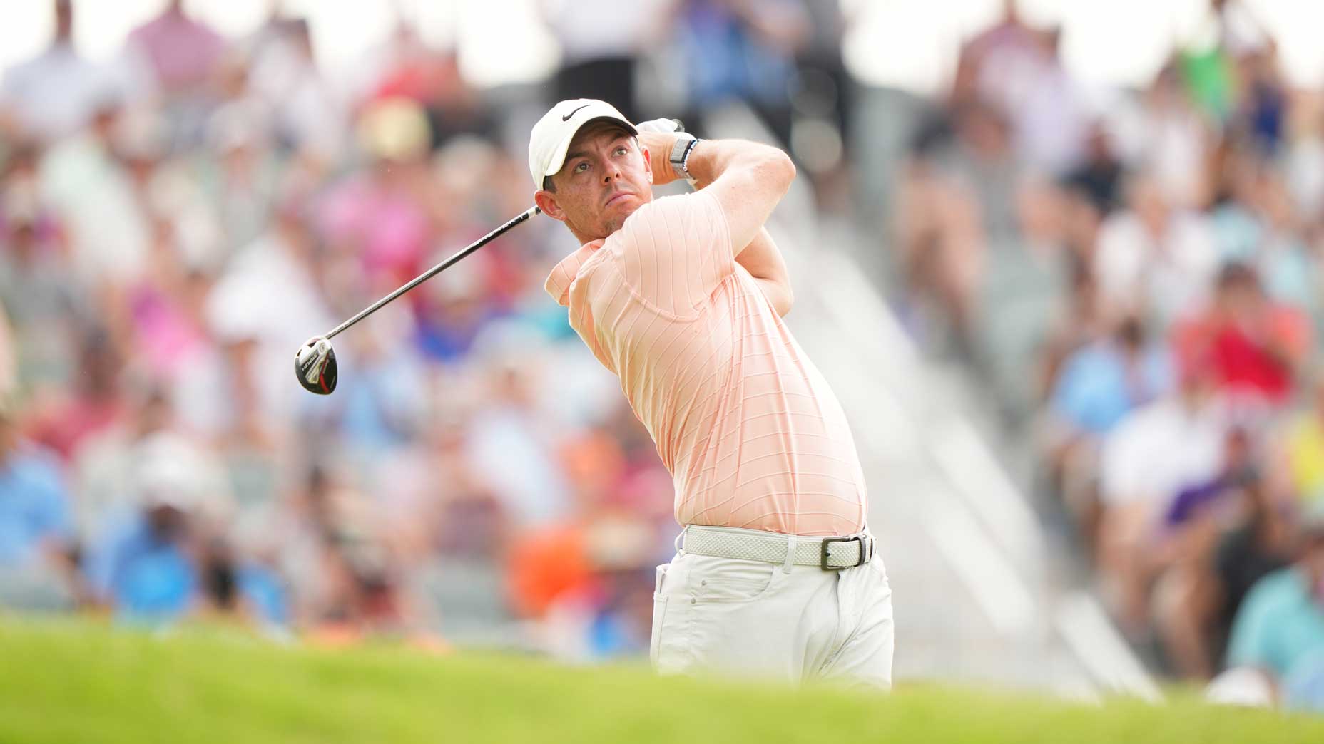 Rory McIlroy hits tee shot during 2022 PGA Championship
