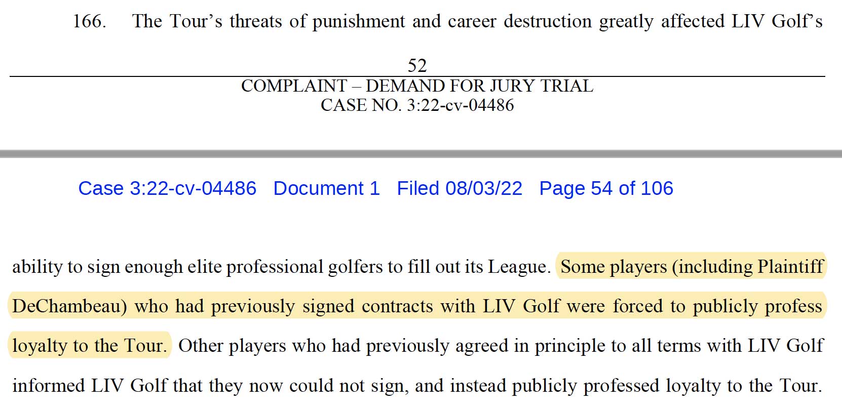 LIV golf lawsuit