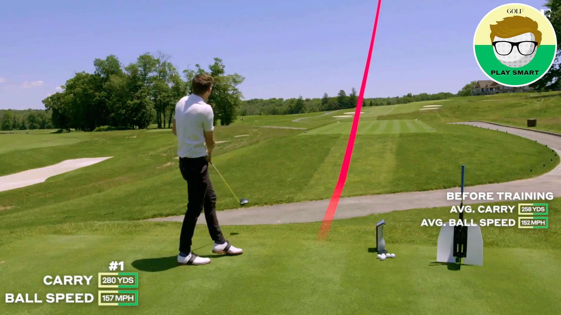 Golfer practices with training aid