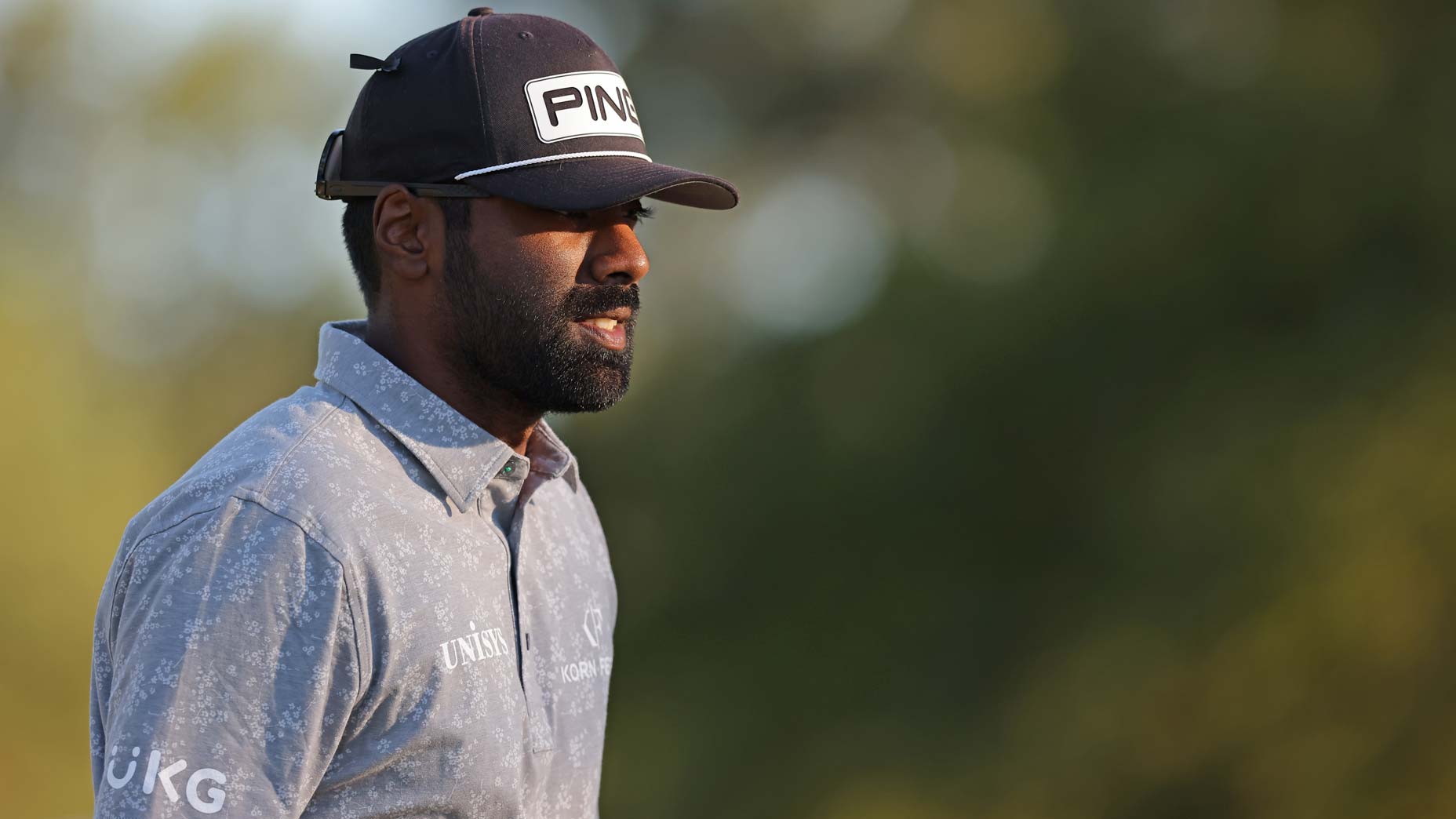 Sahith Theegala of the United States walksfrom the 18th tee during the Sanderson Farms Championship at The Country Club of Jackson on September 29, 2022 in Jackson, Mississippi.