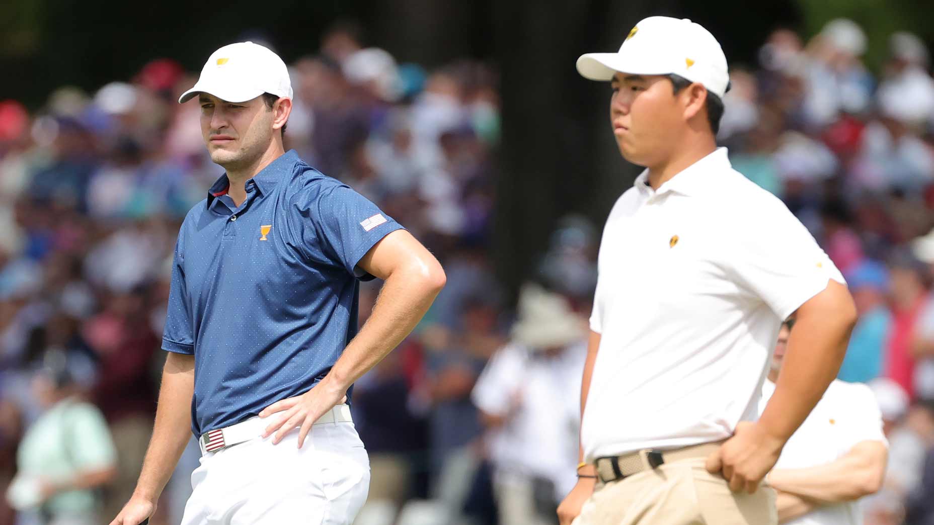 Patrick Cantlay and Tom Kim at 2022 Presidents Cup