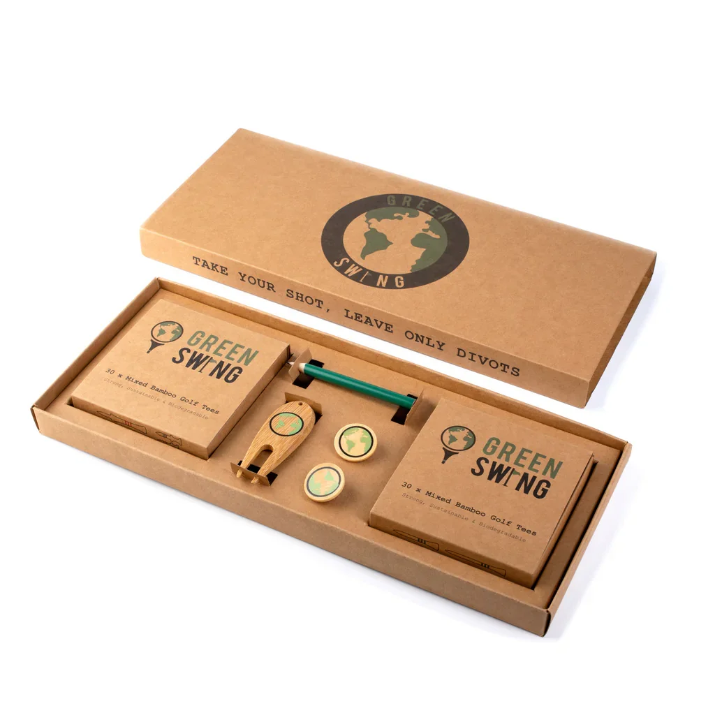 Green Swing Bamboo Golf Tees and Accessories Gift Box.
