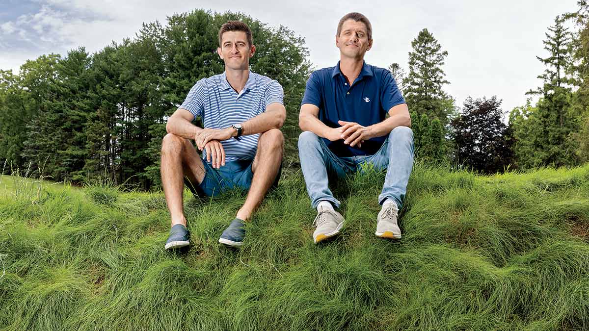 The Keiser boys — Chris (left) and Michael — atop the heaving greenery at Madison’s Glen Golf Park.