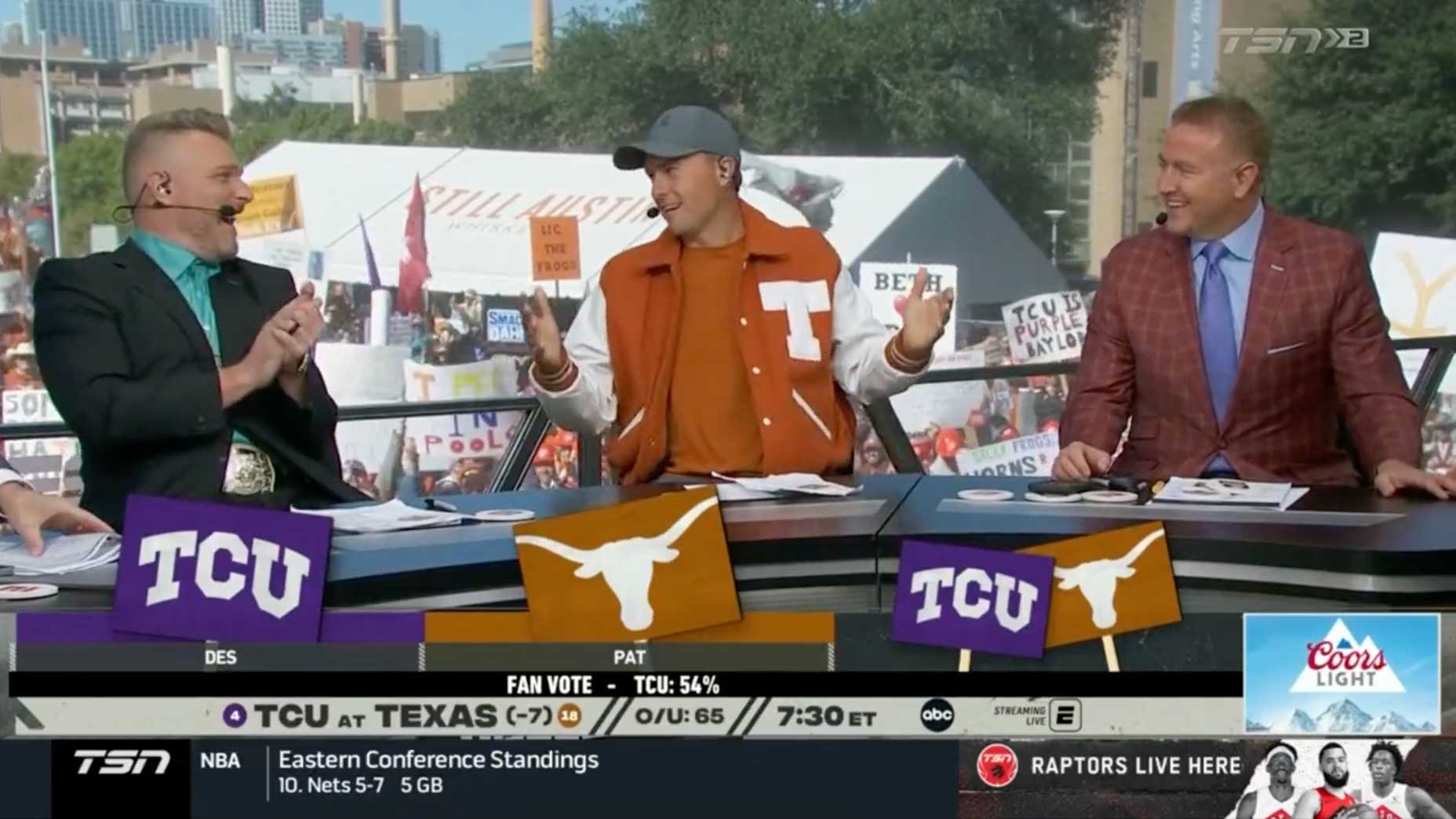 Jordan Spieth on the set of ESPN College GameDay in Austin, Texas.