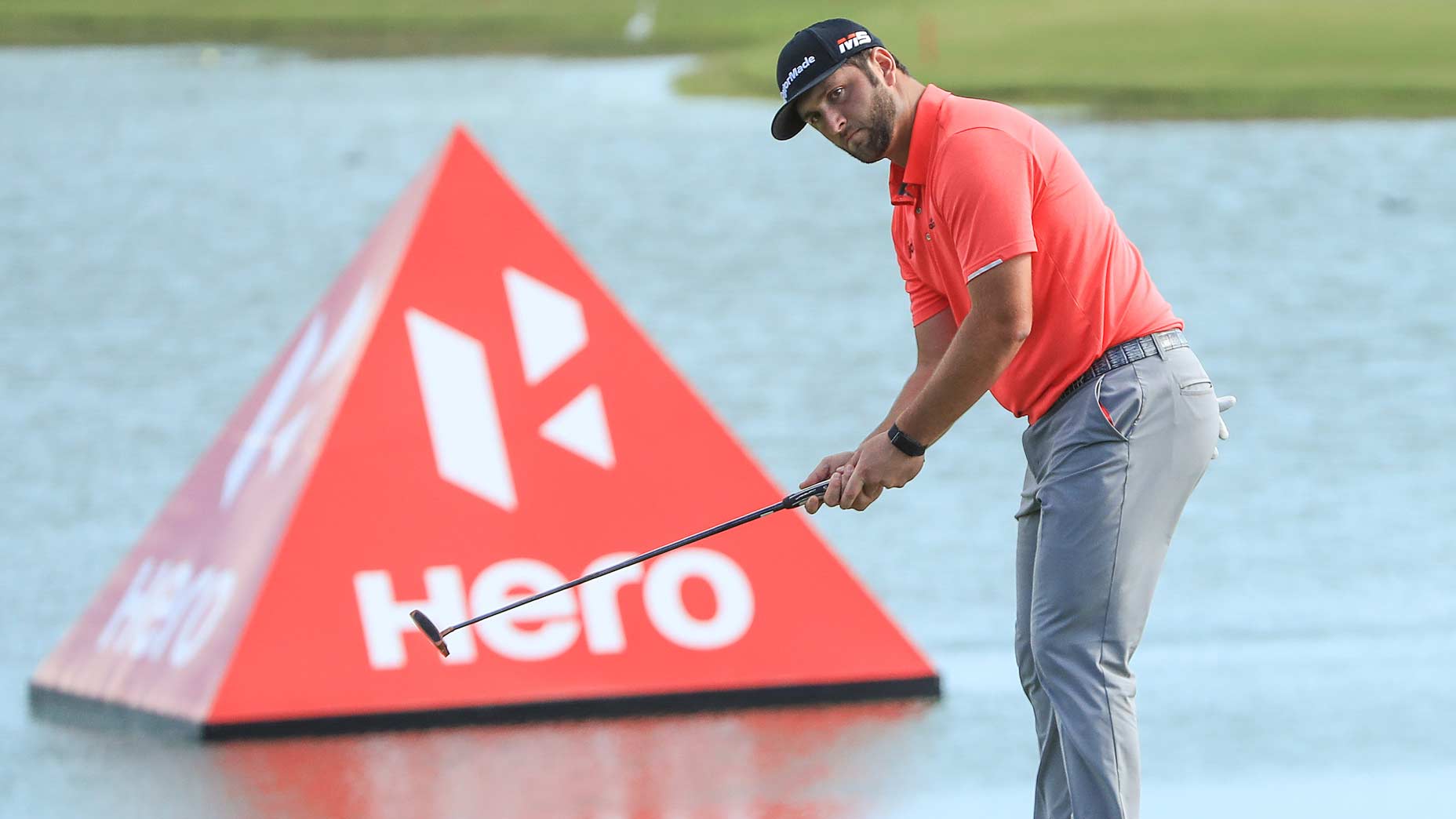 Jon Rahm putts at 2021 Hero World Challenge