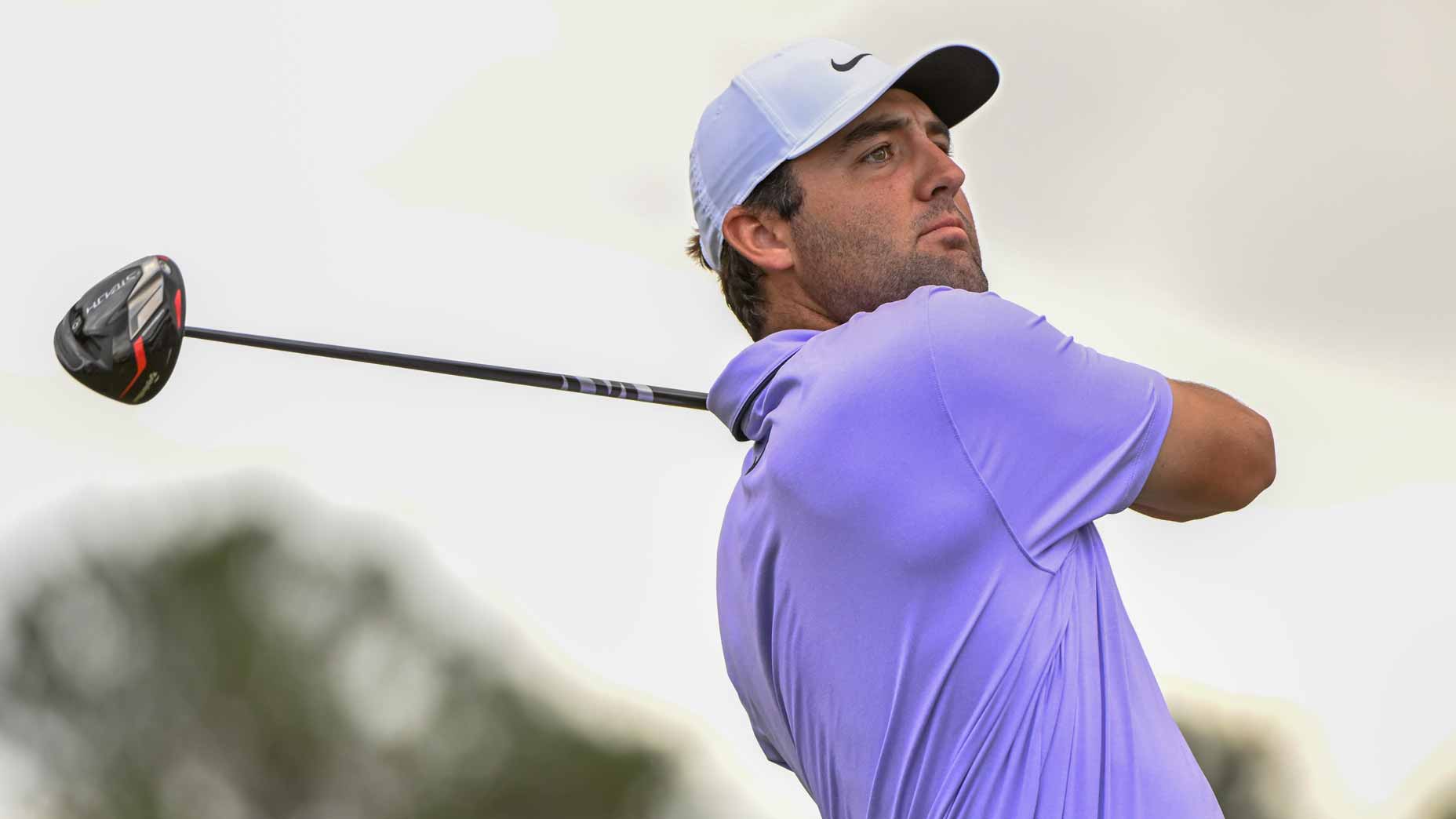 Scottie Scheffler watches his drive at the 2022 Houston Open