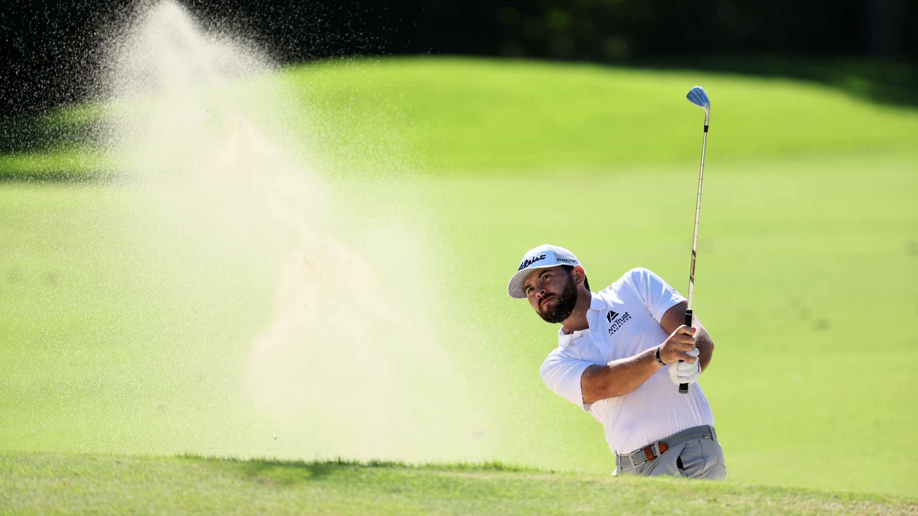Hayden Buckley of the United States plays a shot from a bunker on the tenth hole during the first round of the Sony Open in Hawaii at Waialae Country Club on January 12, 2023 in Honolulu, Hawaii.