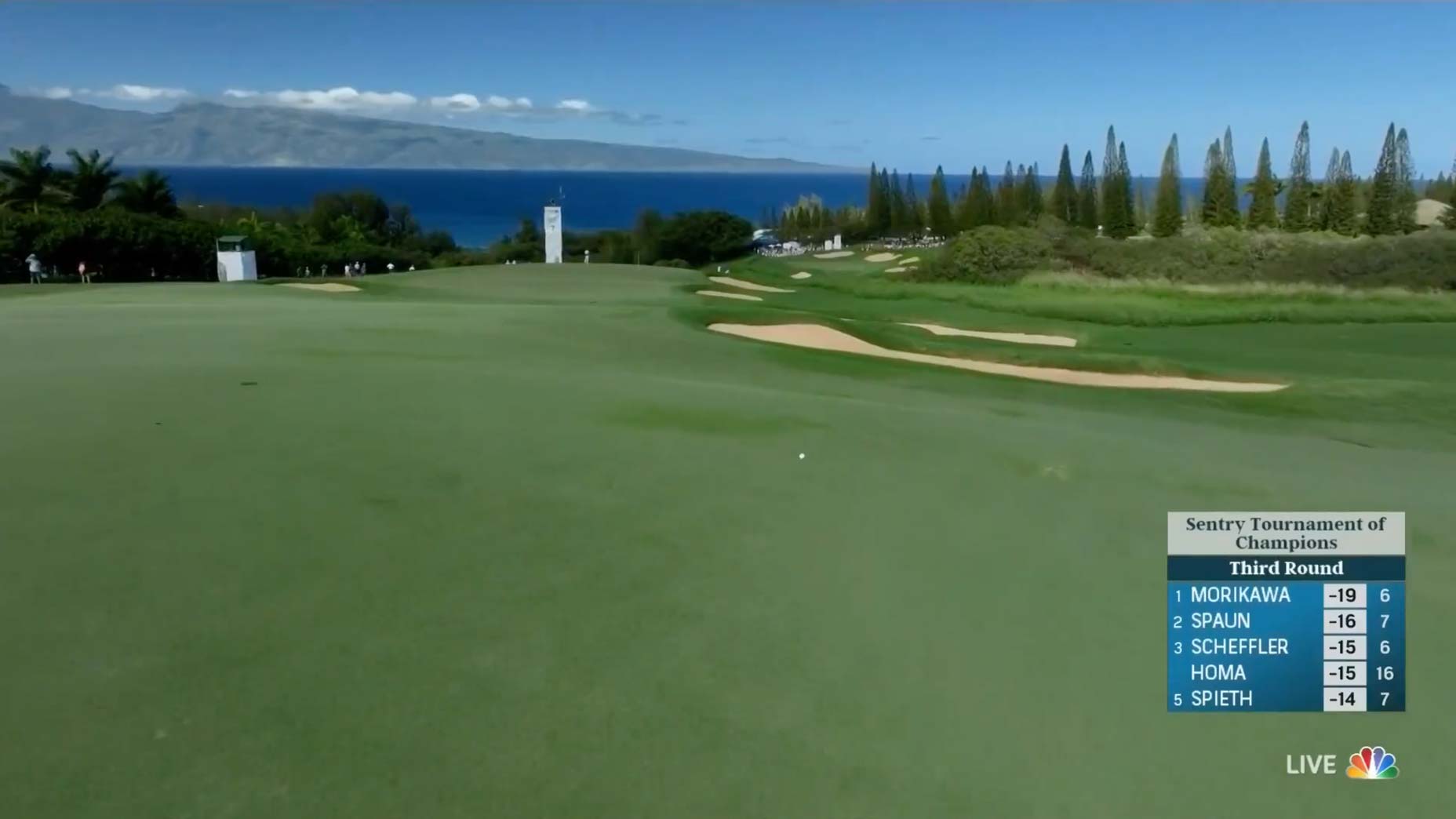 A still from NBC's Saturday broadcast of the Sentry Tournament of Champions.