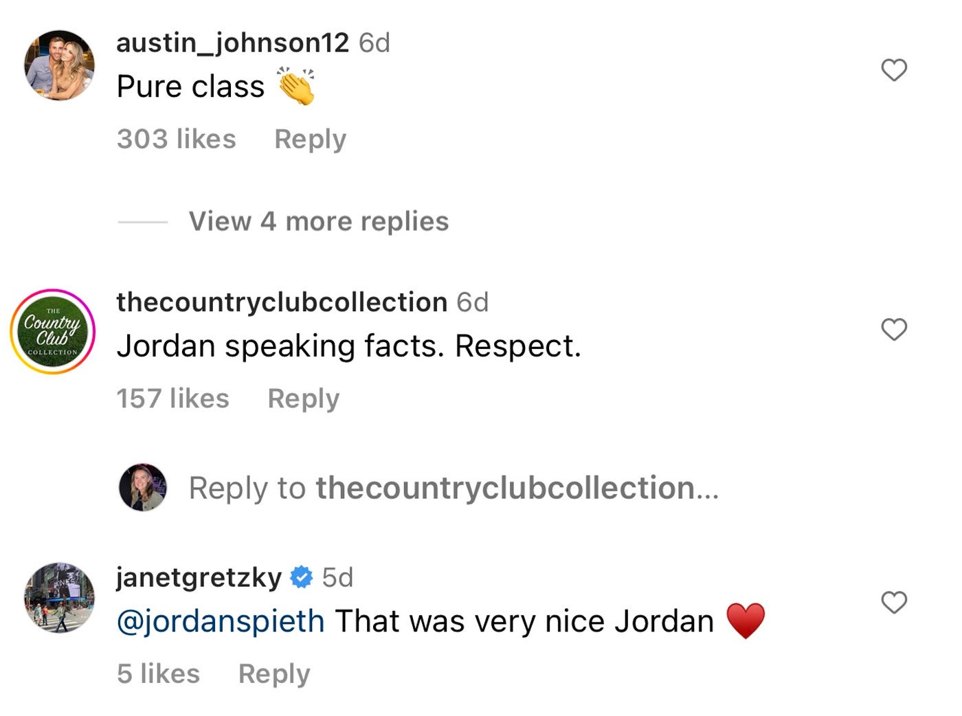 Austin Johnson and Janet Gretzky's comments