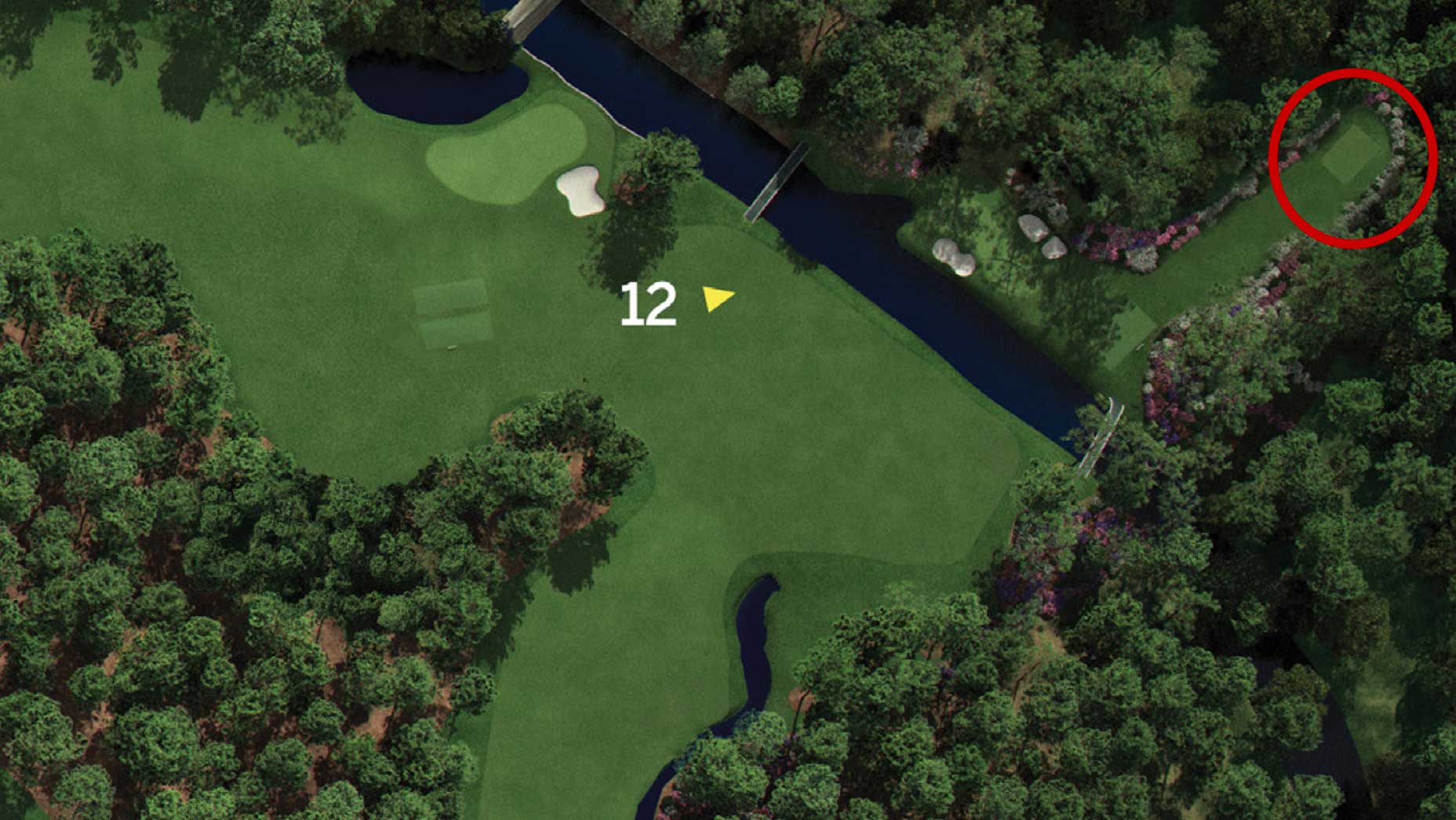 A diagram of Augusta National's Amen Corner.