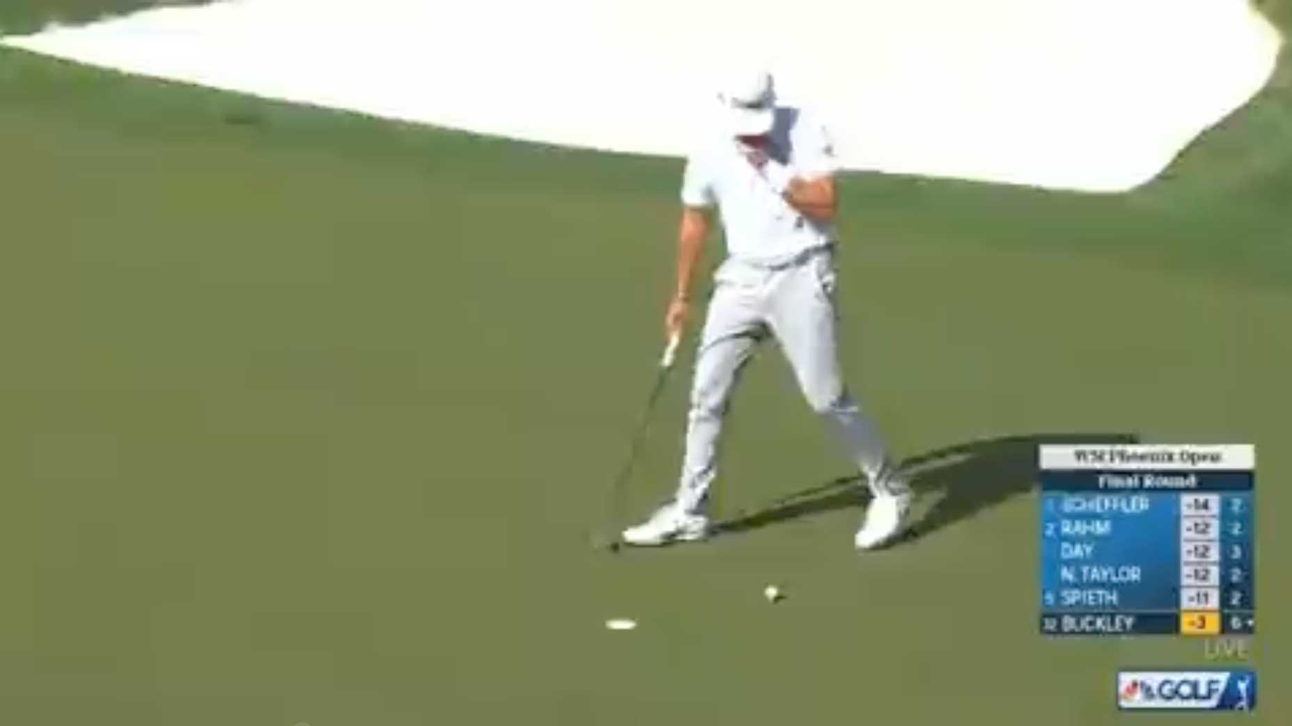Hayden Buckley reacts after missing a short putt on 16 at TPC Scottsdale.