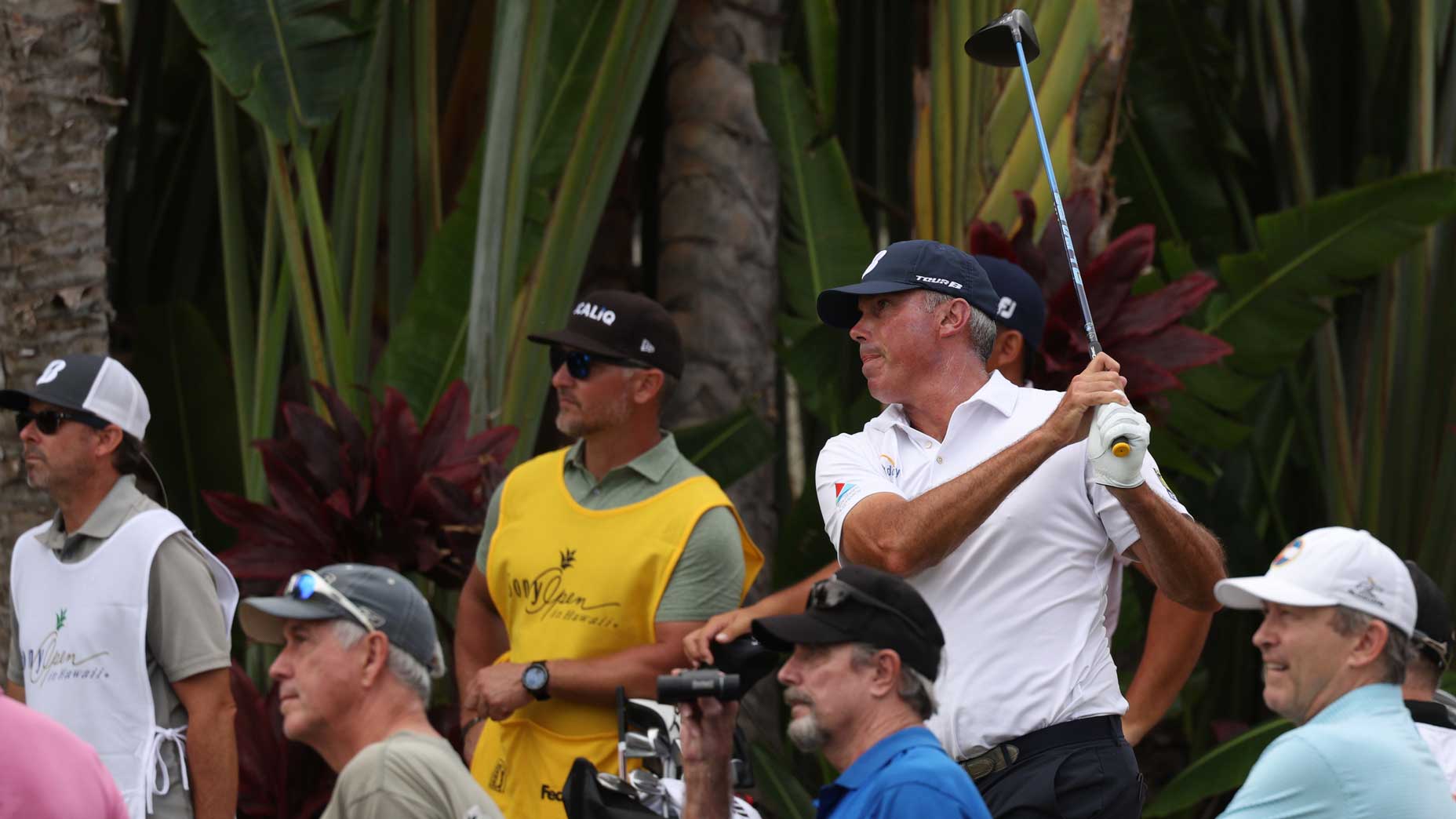 Matt Kuchar of the United States plays his shot from the ninth tee during the final round of the Sony Open in Hawaii at Waialae Country Club on January 15, 2023 in Honolulu, Hawaii.
