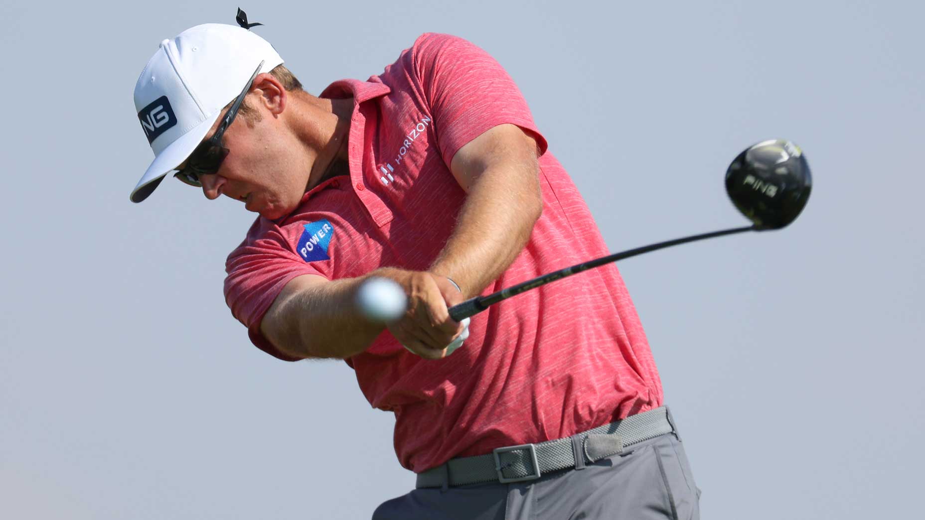 Seamus Power of Ireland tees off on the fifth hole during day two of the Abu Dhabi HSBC Championship at Yas Links Golf Course on January 20, 2023 in Abu Dhabi, United Arab Emirates.