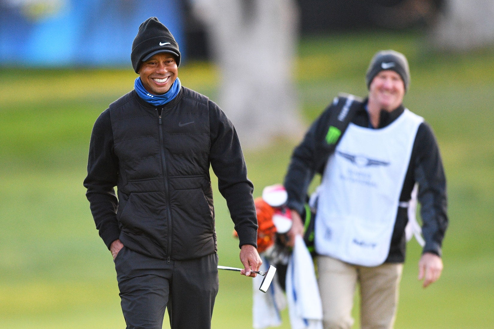 Tiger and Joe LaCava at Riviera