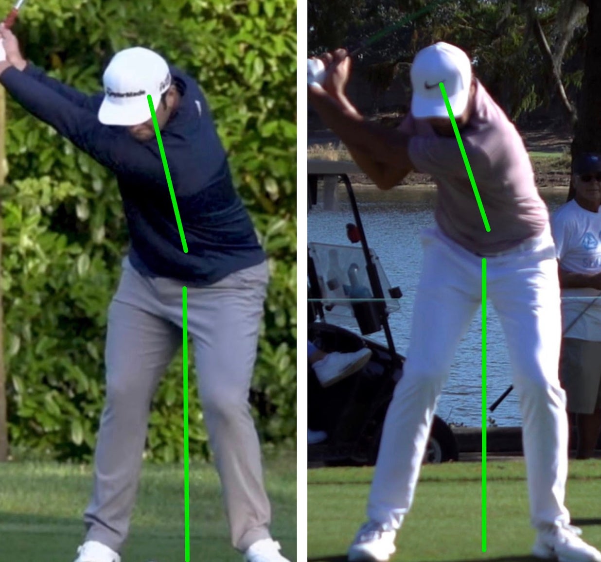 The turn direction of Jon Rahm and Tony Finau's short golf swing