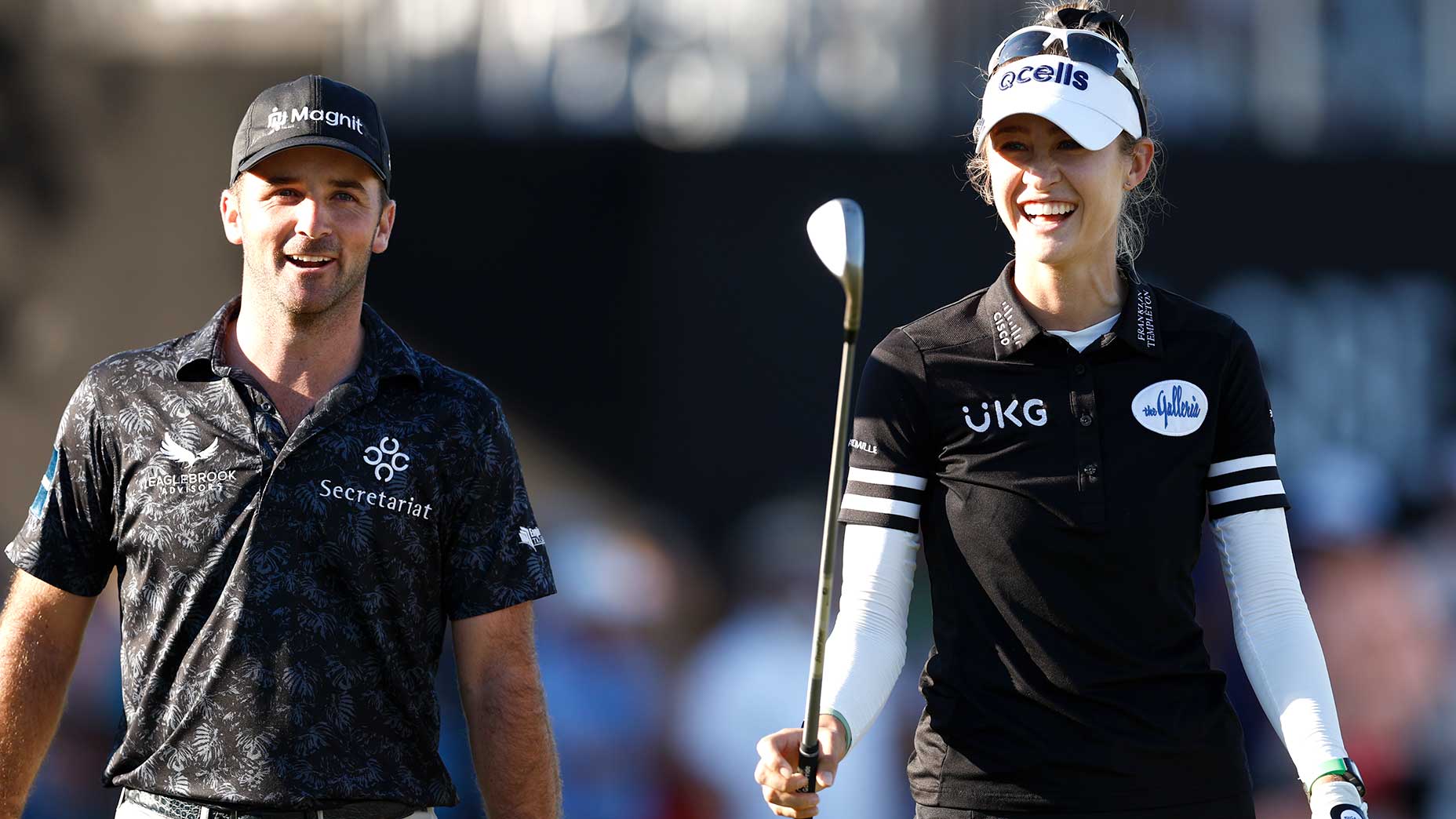 Denny McCarthy and Nelly Korda at the 2022 QBE Shootout.