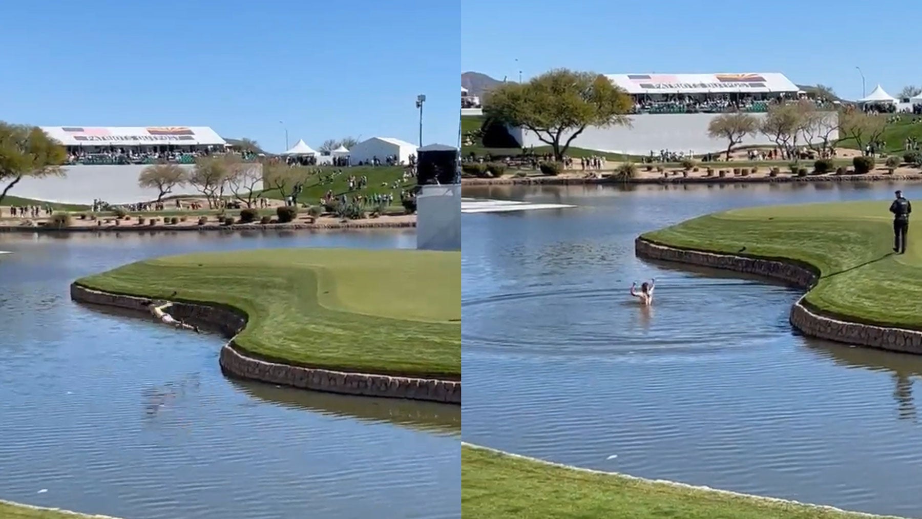 The streaker's jump into the pond