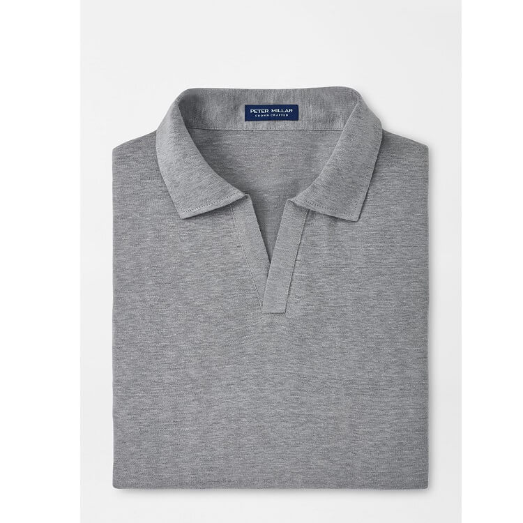 Peter Millar Coastline Short Sleeve Linen Riviera Collar Polo