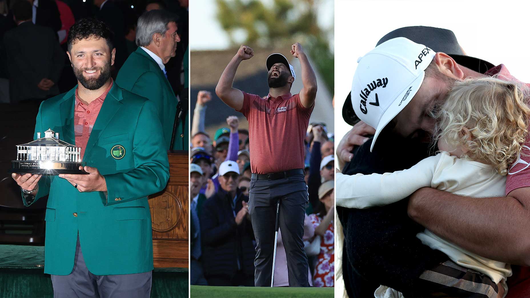 Jon Rahm of Spain celebrates on the 18th green after winning the 2023 Masters Tournament at Augusta National Golf Club on April 09, 2023 in Augusta, Georgia.