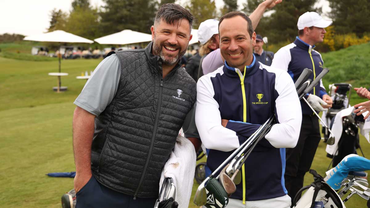 Michael Smyth (Scotland) and Rodrigo Shares (Spain) play their practice round on the Old Course on Thursday