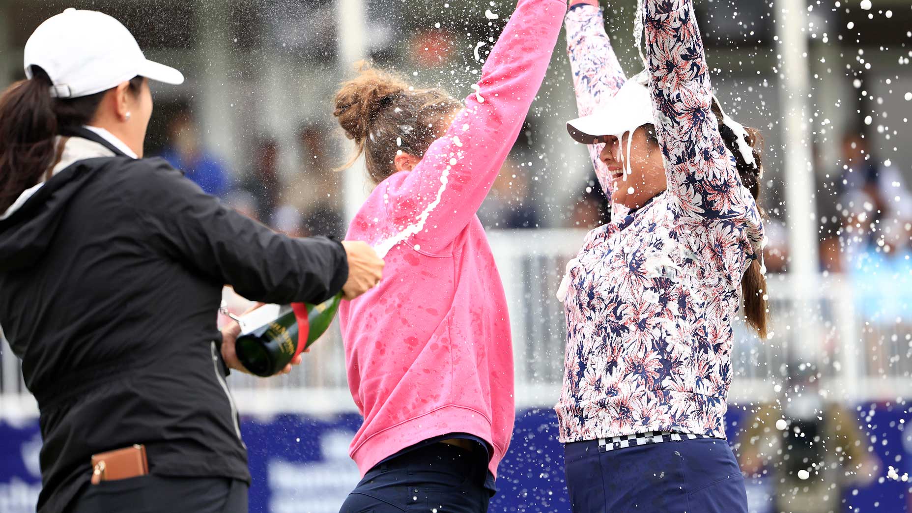 lilia vu gets doused in champagne