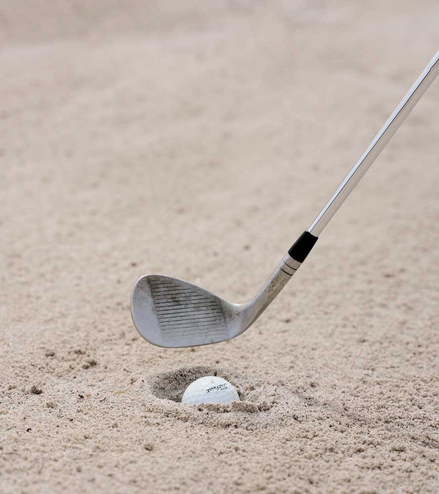 plugged ball in bunker